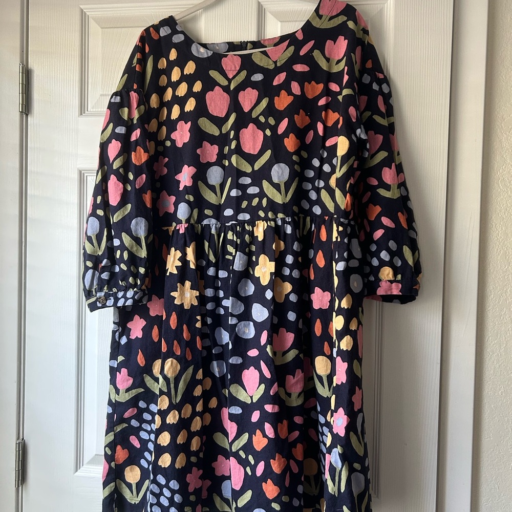 Princess Highway Navy & Multicolor Floral Print Paige Smock Dress - AU 14/US 10
